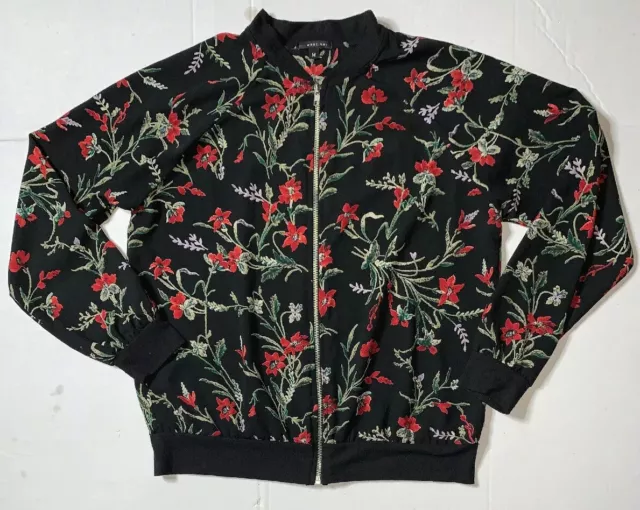 Preowned- West Kei Front Zip Floral ”Thin” Bomber Jacket Womens (Size M)