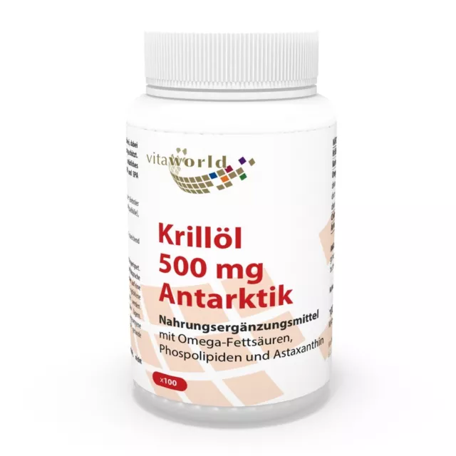 Olio di krill 500mg 100 Capsule Vita World Produzione in farmacia in Germania