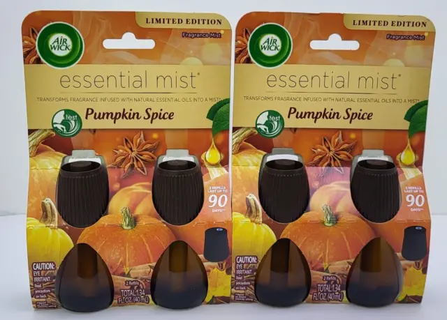 New 2 pack Air Wick Essential Mist Refill Pumpkin Spice 1.34 fl.oz ( 4 total )