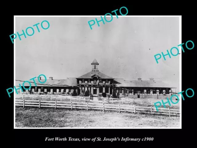 OLD LARGE HISTORIC PHOTO OF FORT WORTH TEXAS VIEW OF St JOSEPHS INFIRMARY c1900