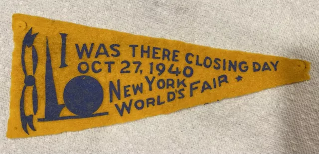 1939-40 New York Worlds Fair Rare Last Day Pennant October 27 1940 2