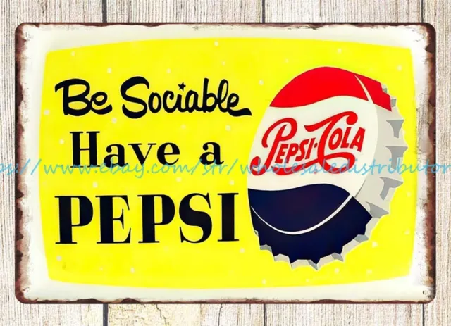 country decor Pepsi Cola soda pop metal tin sign