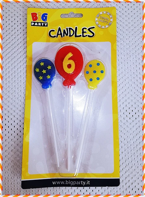 BIG PARTY 3 Decoración Pastel/Pasteles Velas Globo No 6 Cumpleaños Niños