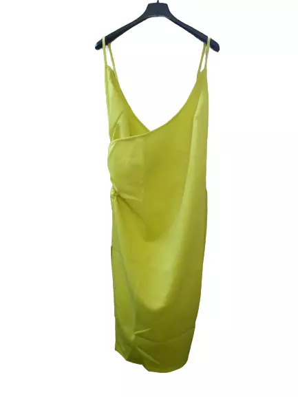 Asos Design Petite Wrap vorne Midi Chartreuse Kleid Damen gelb UK 16 EU 44