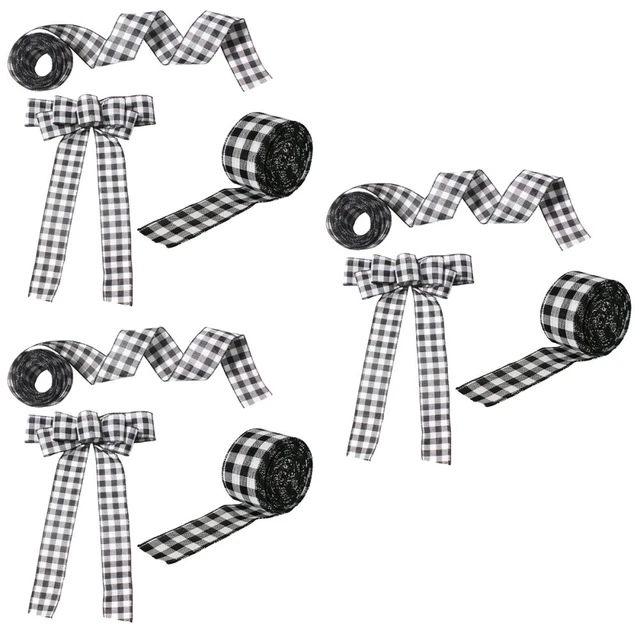9 pcs Bänder für Haar Bögen Weihnachten Sackleinen Band Urlaub Plaid Band