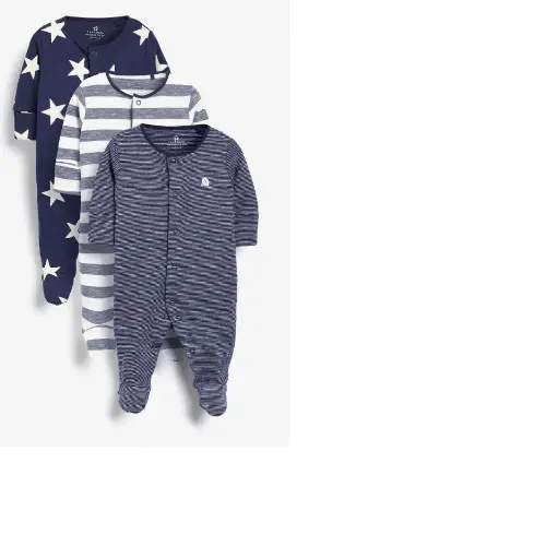 Baby Boys Girls 3 Pack Sleepsuits 0-24M Babygrows Cotton Brand New
