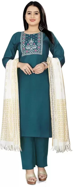 Beautiful Embroidery Kurti Pant Set Cotton Blend Women's Designer Kurta Pajama