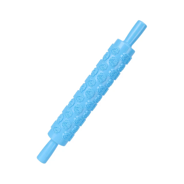√(Motif Rose)Fondant Rolling Pin Tool Plastic Embossing Roller Baking Pastry