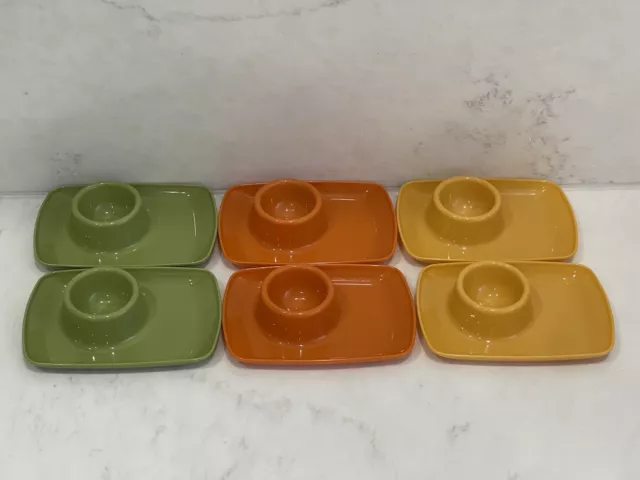 Retro Vintage 1960’s Egg Cups Set Of 6 Tamco Green Orange Yellow Stackable Rare