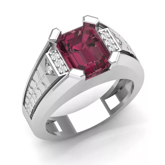 Anillo para hombre de 2 quilates con corte emergente, color rosa oscuro,...