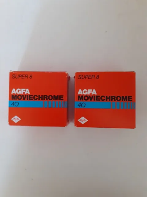 2 cartuchos de película de cine Agfa MovieChrome 40 Super 8 - sin usar, caducado 05/88