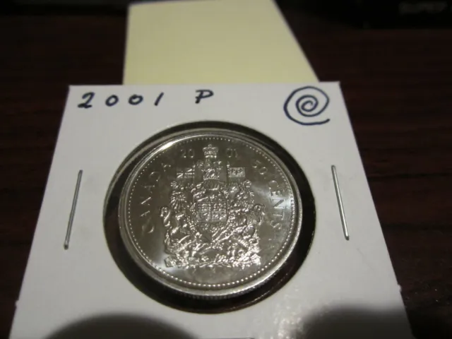 2001 P - Canada Brilliant Uncirculated 50 cent - BU Canadian half dollar