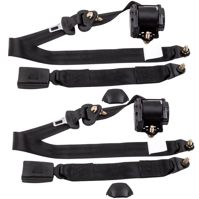 1 Pair Retractable 3 Point Safety Seat Belt Straps Car Vehicle Adjustable Belt