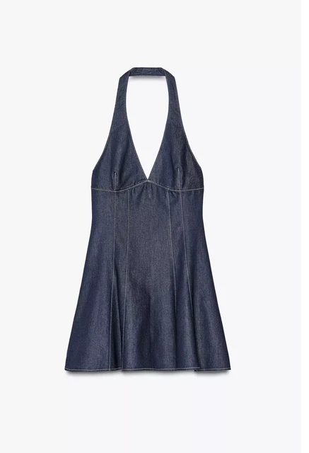 ZARA DENIM MINI Dress Womens Dark Indigo L Denim Jean Long Sleeve 4365/282  18.00 - PicClick UK