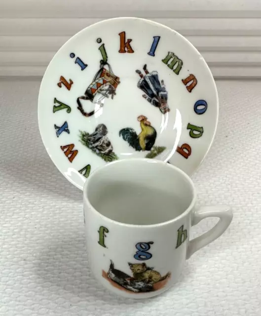 Childs ABC Porcelain Cup & Saucer Britannia Austria Late 19th Century