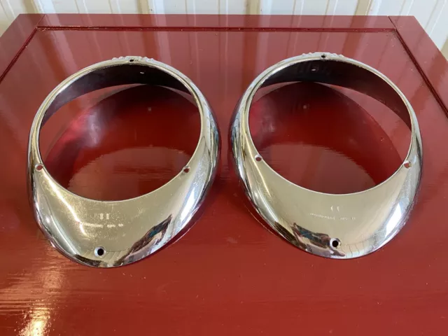 1930 's 1940 's ELECTROLINE #11 HEADLAMP BEZEL PAIR BRIGHT CHROME