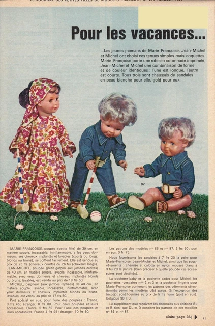 Page De Magazine MODES ET TRAVAUX Février 1980 - Poupées Marie-Françoise Et Jean-Michel - Occasion