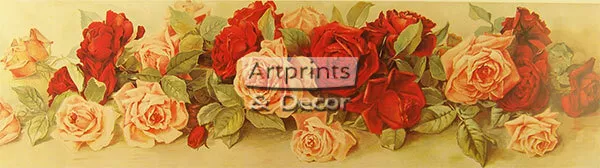 Yard of Roses - Art Print Of Vintage Art