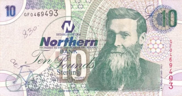 #Northern Ireland Bank 10 Pounds 2005 P-206 VF John Boyd Dunlop