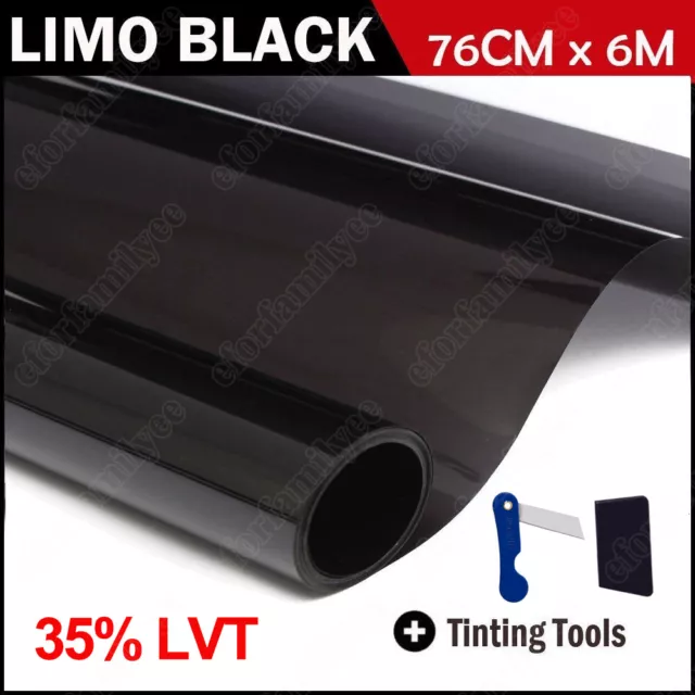 Car Window Tint Film Tinting Super Dark Black Limo 35% 75cm X 6m UK