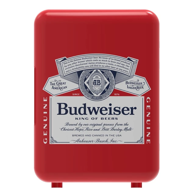 BUDWEISER BEER RED White Blue Mini Fridge Compact Personal Refrigerator
