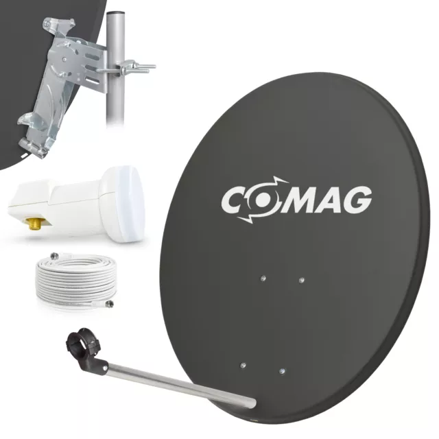 COMAG Digitale SAT Anlage 80cm Satelliten Spiegel Schüssel + SINGLE LNB + Kabel