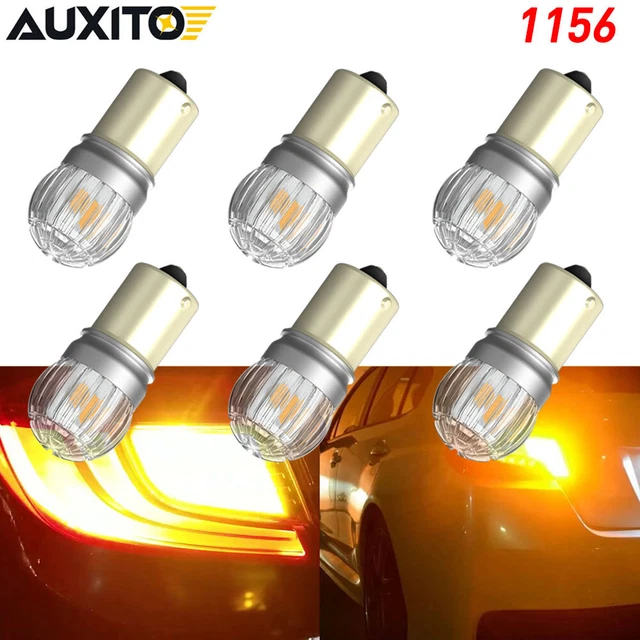 6x AUXITO 1156 7506 Super Bright Amber Yellow LED Turn Signal Tail Reverse Light