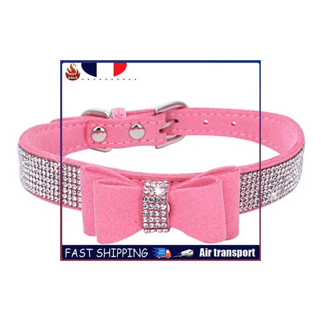 Fashion Pet Rhinestones Collar Adjustable Dog Collars Puppy Neck Ring (Pink M)