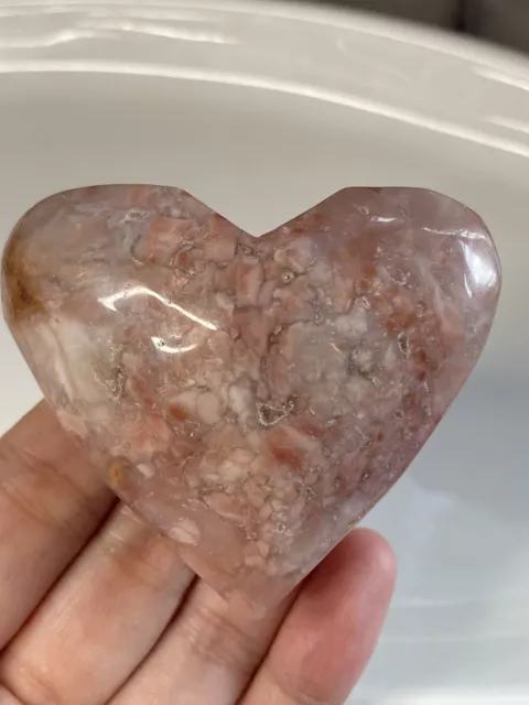 Rare Gorgeous Pink Agate Heart 6.2cm Natural Crystal Stone Gift For Her Heal