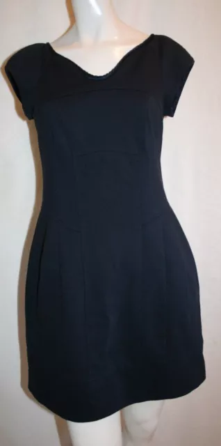 Nanette Lepore Navy Blue V Neck Cap Sleeve Zip Knee Length Dress Size 6