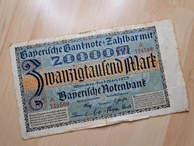 20000 Reichsmark Länderbanknote Bayern Notgeld 2