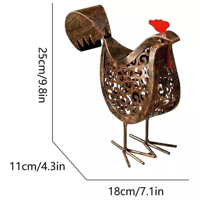 (A)Solar Chickens Light Wrought Iron Retro Chickens Led Lamp Hollow Out Lantern