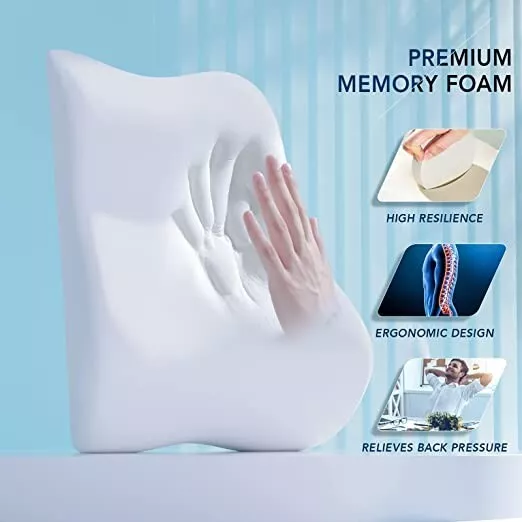 Coccyx Lumbar Support Pillow for Office Desk Chair or Car Seat Memory Foam, NEW