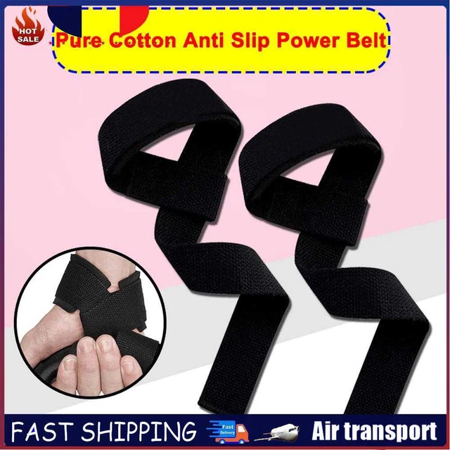 Weightlifting Wrist Support Wraps Grip Strap Gloves Fitness Belt (Black) ~