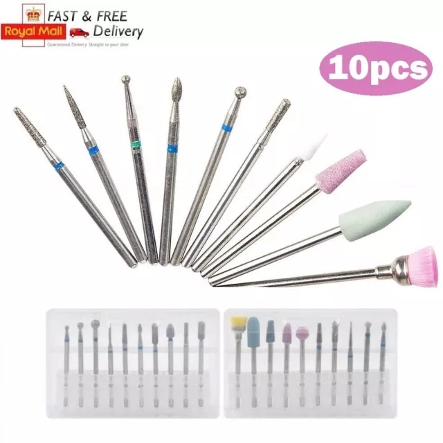 Nail Drill Bits Cuticle Manicure Machine Cutter Diamond File Gel Polish Kit Set