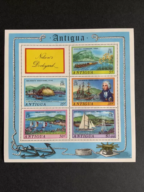 Briefmarken 1975 Segelschiffe Antigua Block 18 363-367 postfrisch