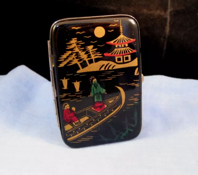 Antique Vintage Art Deco Japanese Lacquer Pocket Cigarette Cheroot Case Box