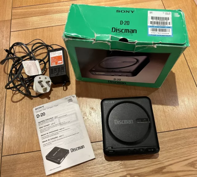 Vintage Sony D20 Discman Personal Walkman CD Player Boxed + Manual