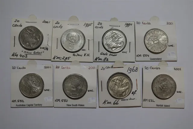 Australia - 20 Cents With Commem. - 8 Coins Lot B49 #1572