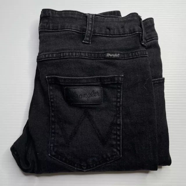 Wrangler Strangler R28 Black Denim Jeans Mens Size 33 Waist Casual Style Fashion