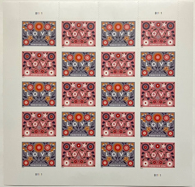 USPS Forever Stamps 2022 LOVE Stamps 1 Sheets of 20