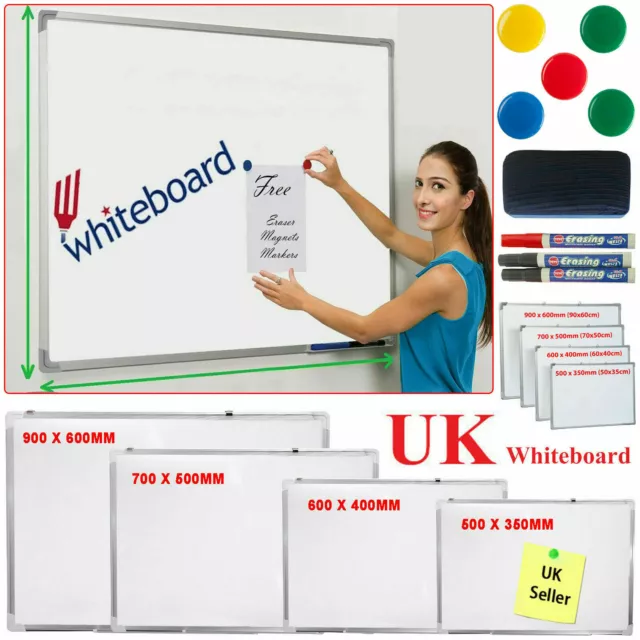 Magnetic Whiteboard Dry Wipe Drawing Board & Eraser Office School Memo Notice