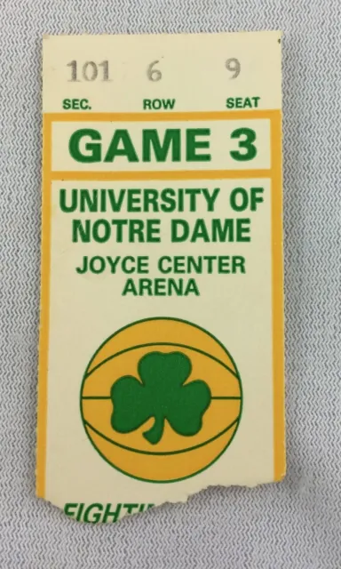 1988 12/10 Creighton at Notre Dame Basketball Ticket Stub - Seat 9