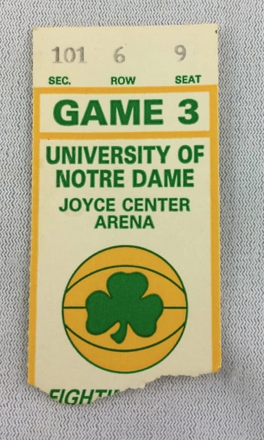 1988 12/10 Creighton at Notre Dame Basketball Ticket Stub - Seat 9