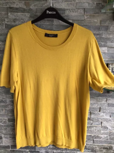 Max Mara Weekend Golden Yellow Silk/cotton Blend Short Sleeve Jumper M