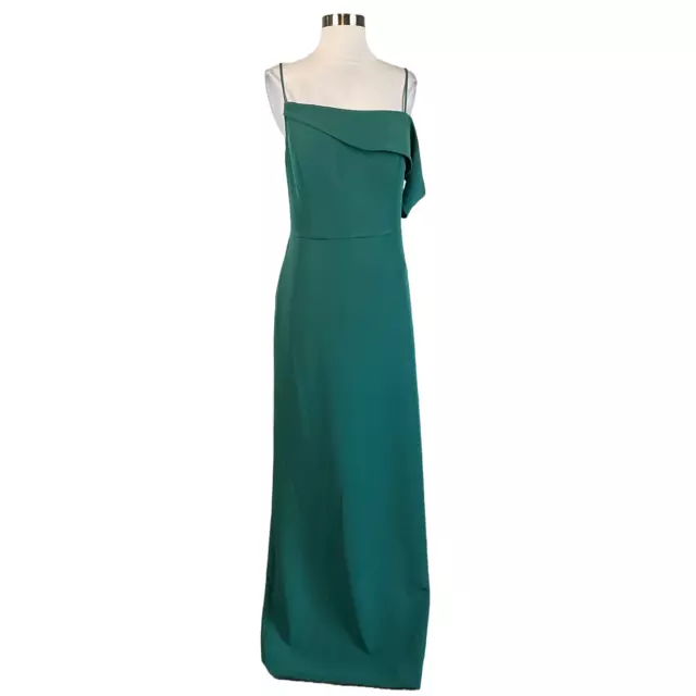 Laundry by Shelli Segal Women's Formal Dress Size 14 Green One Shoulder Gown