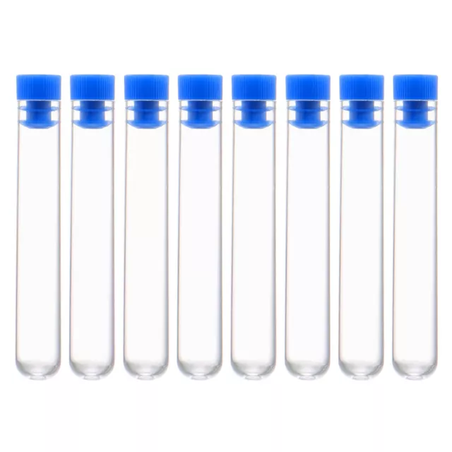 30 Pcs Centrifuge Test Tubes Round Bottom Polystyrene with Blue Cap 12 x 72mm