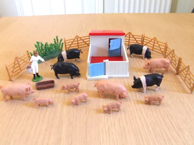 Vintage Britains farm animals pig sty & pigs