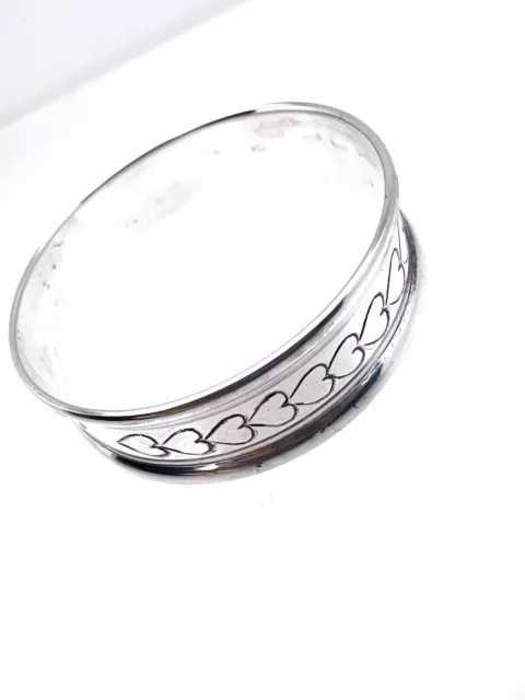 Sterling Silver Napkin Serviette Ring 1907 Initial 'P' Hearts Design 9.2g 12.5mm 3