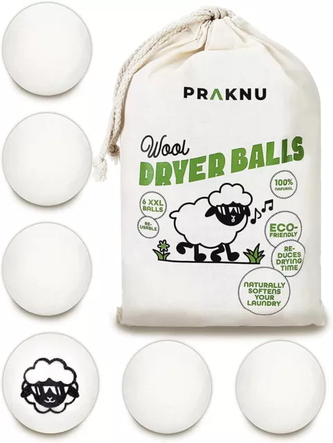 6 Trocknerbälle für Wäschetrockner Öko Schafwolle Wasch Ball Wolle Wool Dryer